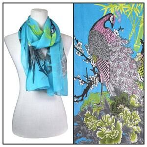Peacock Turquoise Silky Dress Scarf